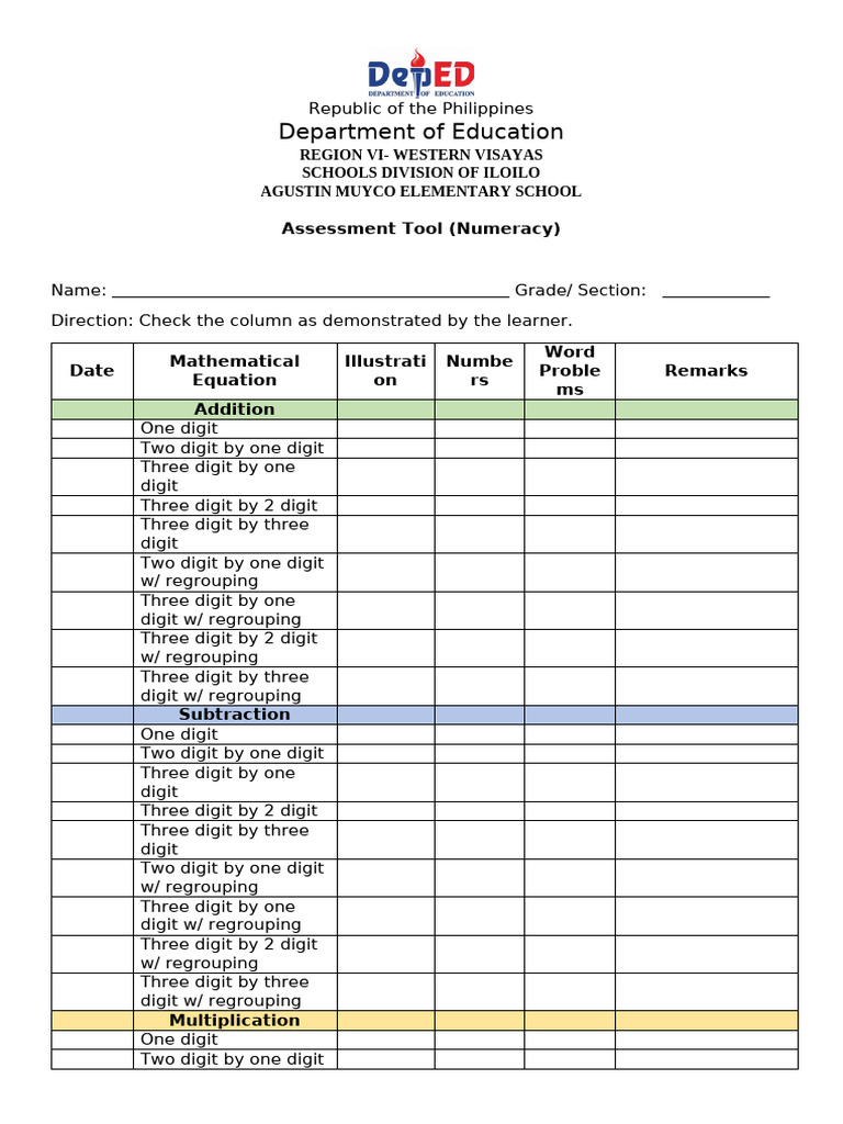Numeracy Assessment Tool for Students | PDF | Mathematics