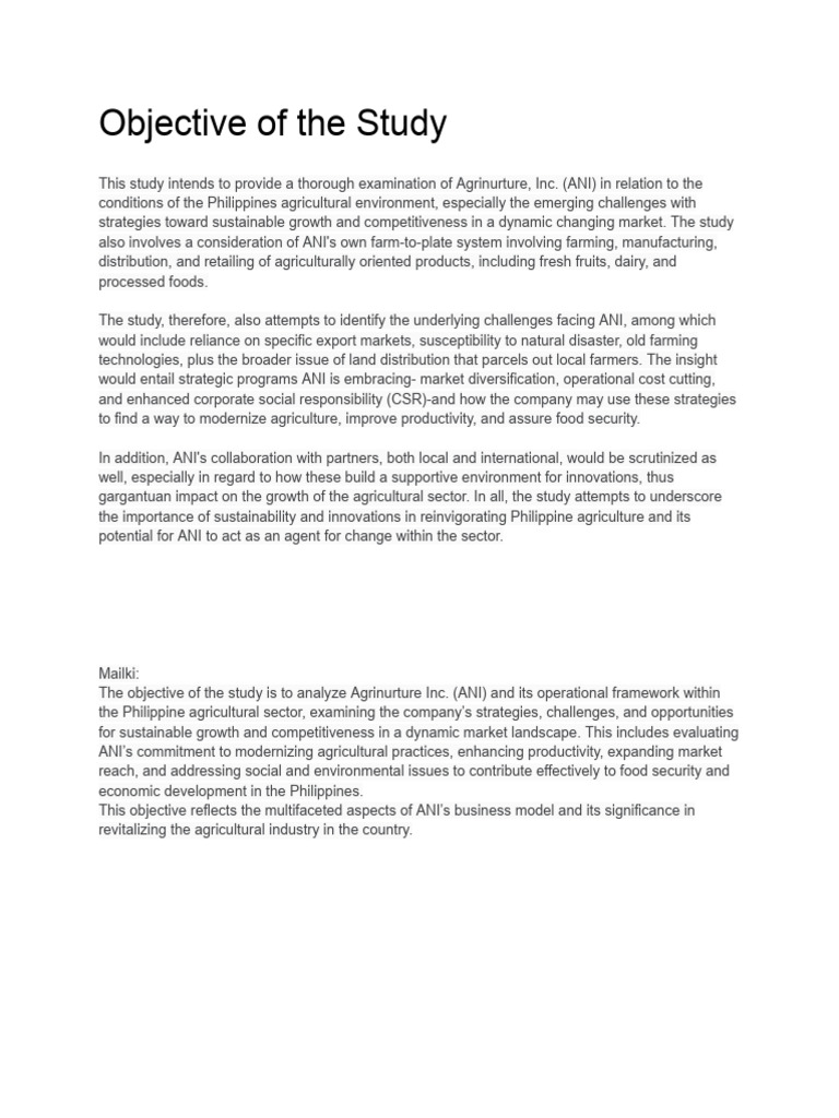 Objective of The Study | PDF