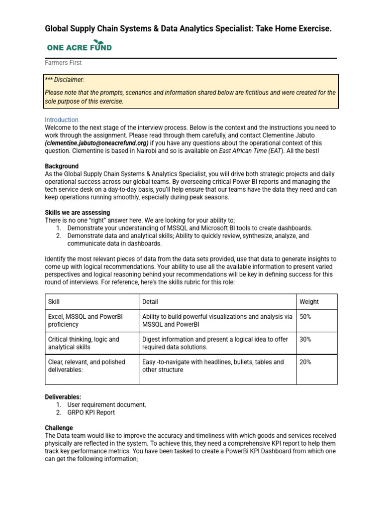 Supply Chain Data Analytics Exercise | PDF | Performance Indicator ...