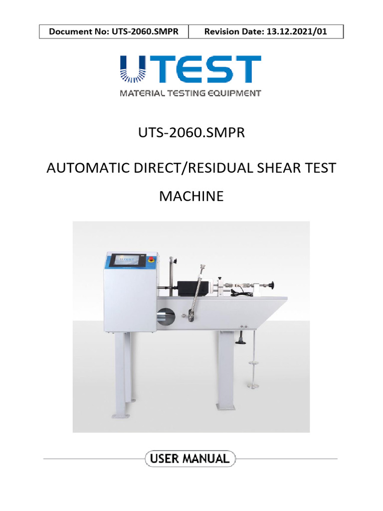 UTS-2060 Shear Test Machine Manual | PDF | Electrical Connector ...