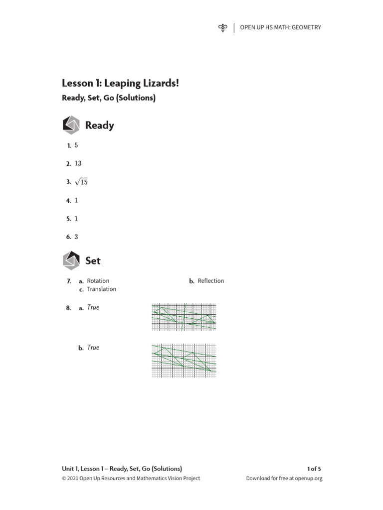 Geometry Unit 1 Lesson 3 Solutions | PDF | Rectangle | Geometric Shapes