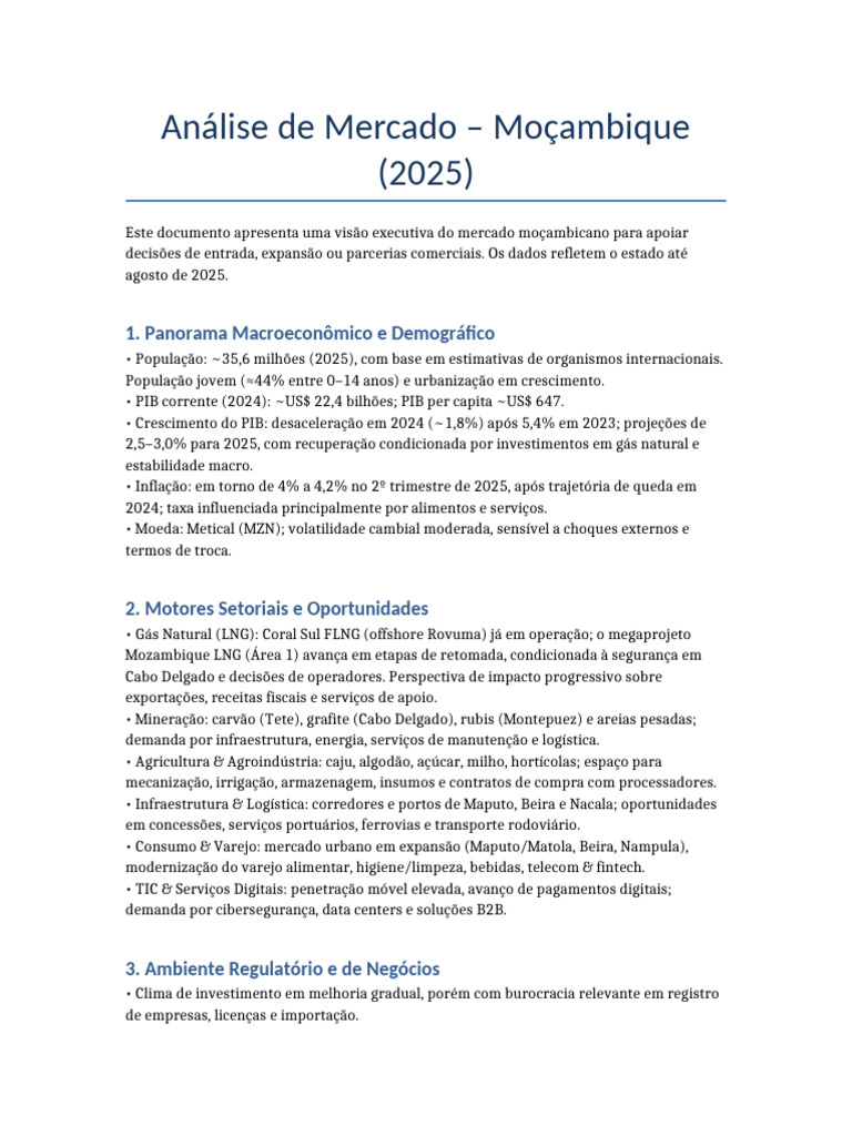 Análise de Mercado em Moçambique 2025 | PDF | Tecnologia financeira ...