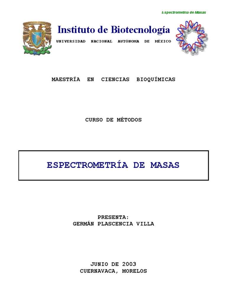 Introducción a la Espectrometría de Masas | PDF | Espectrometría de ...