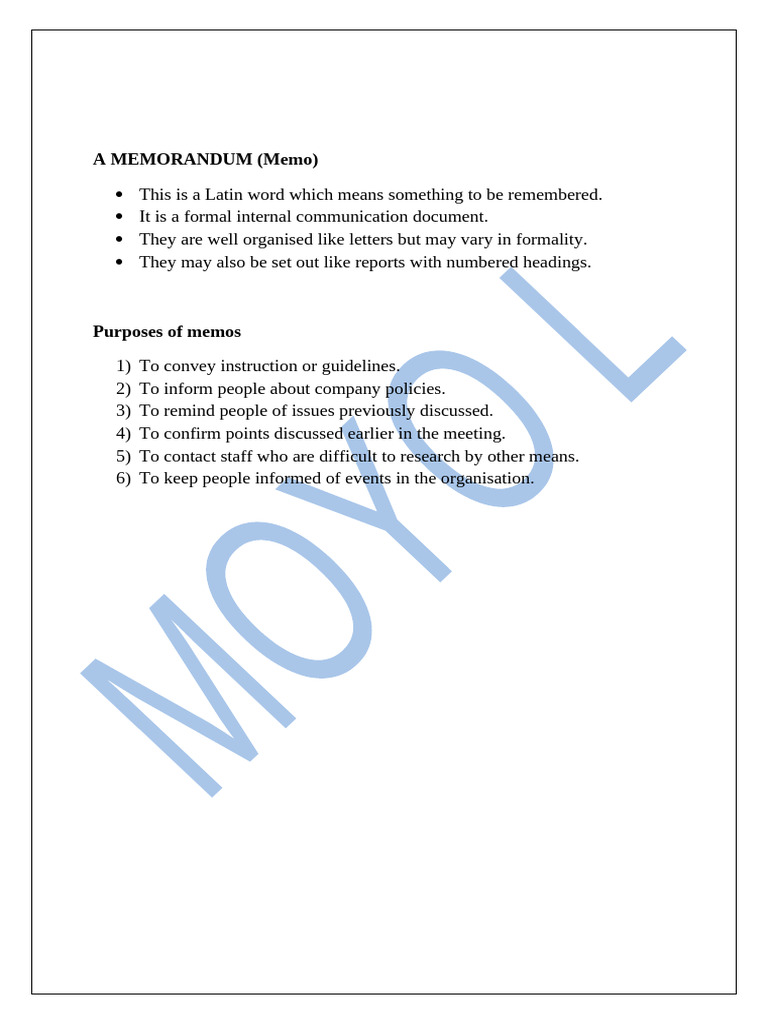 Understanding Memos: Format & Purpose | PDF
