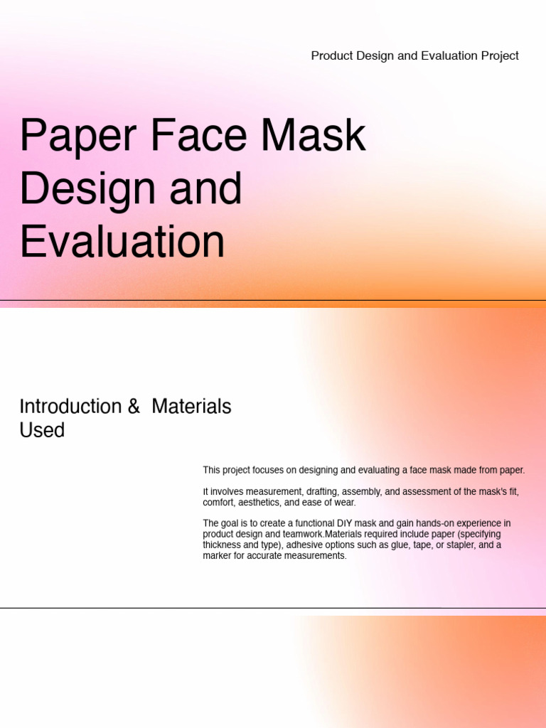 Paper Face Mask Design and Evaluation | PDF