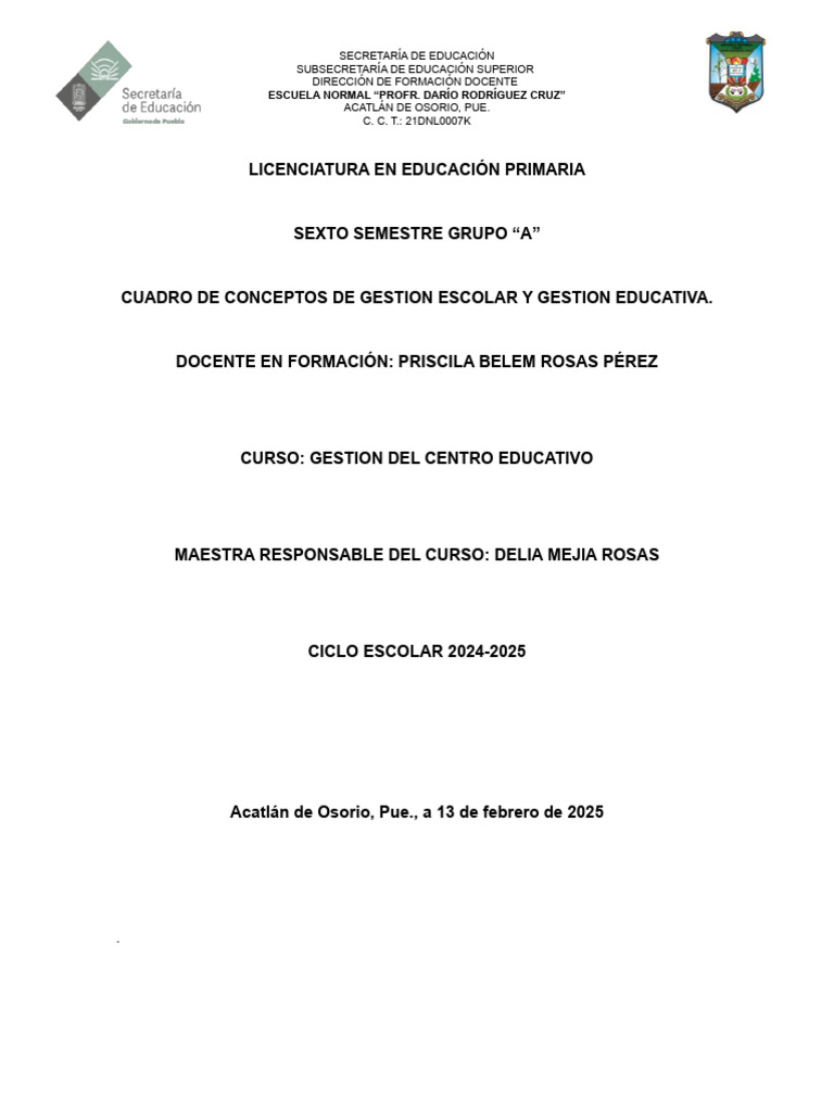 Conceptos de Gestión Escolar y Educativa | PDF