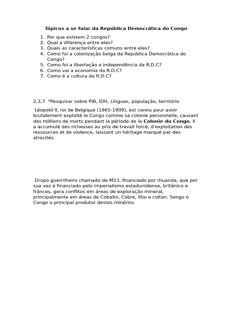 Entendendo a República Democrática do Congo | PDF