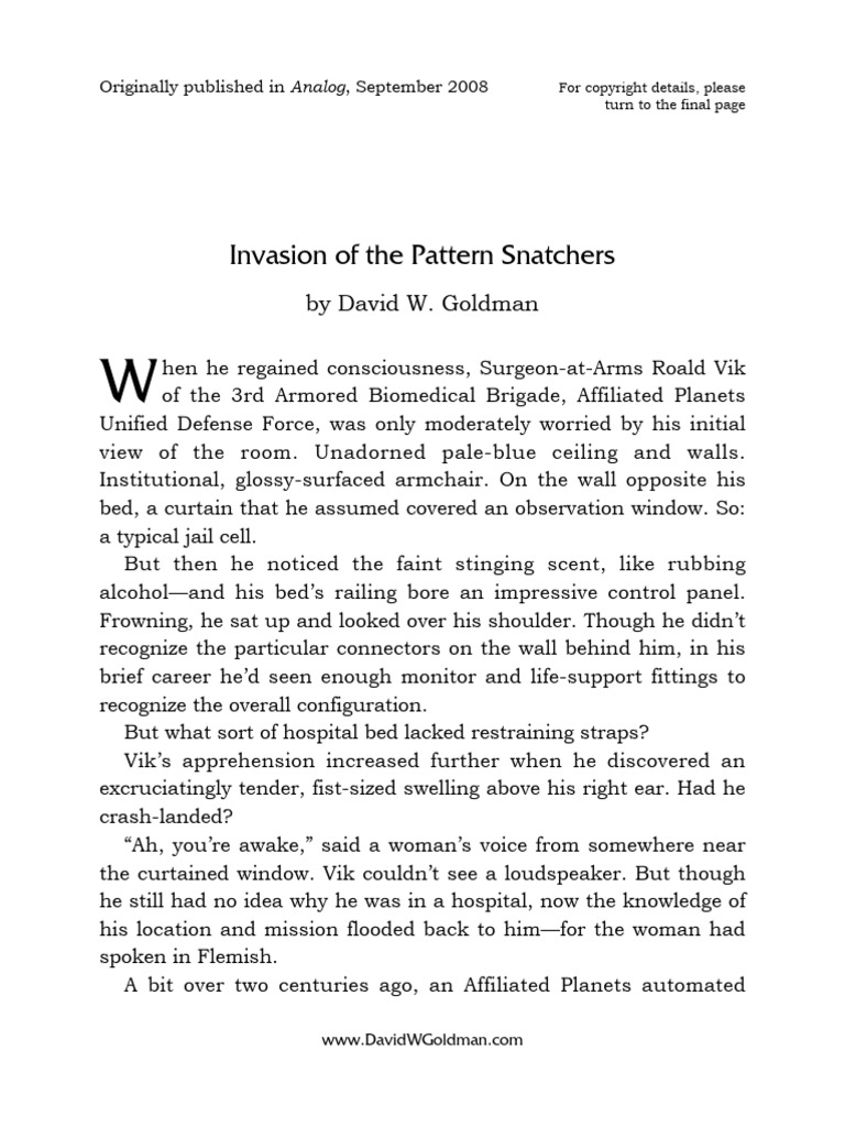 Invasion of the Pattern Snatchers | PDF | Bacteria