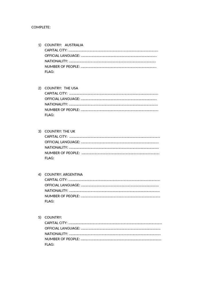 Country Information Template | PDF