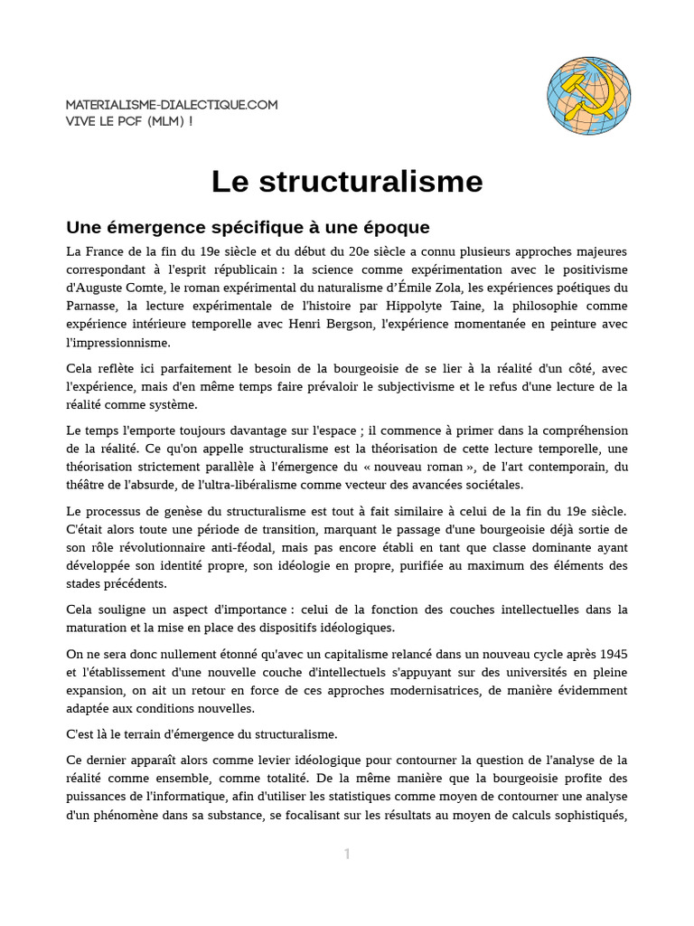 Le Structuralisme | PDF | Inconscient | Linguistique