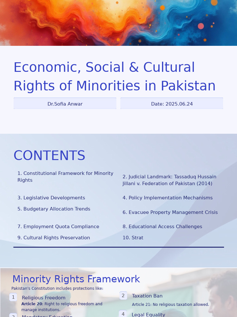 Minority Rights in Pakistan: Challenges & Reforms | PDF ...