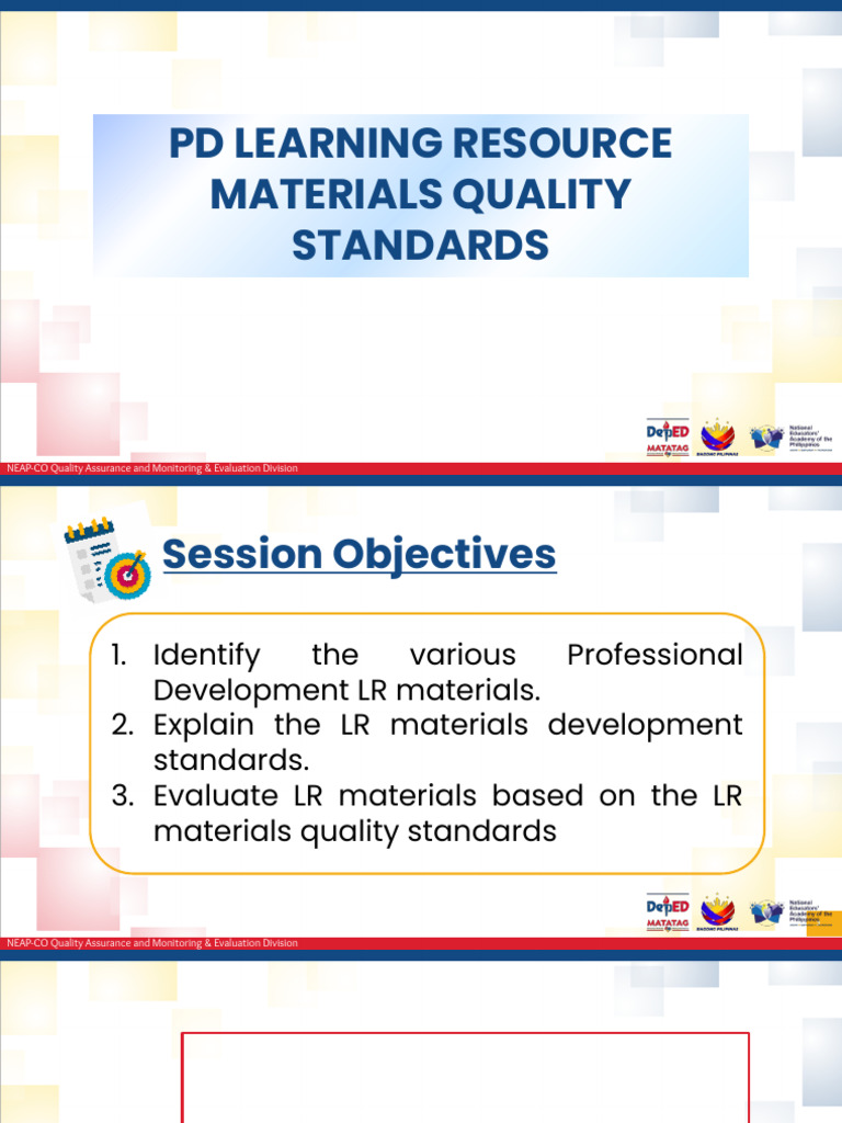 PD Learning Resource Materials Standards | PDF | Evaluation | Learning