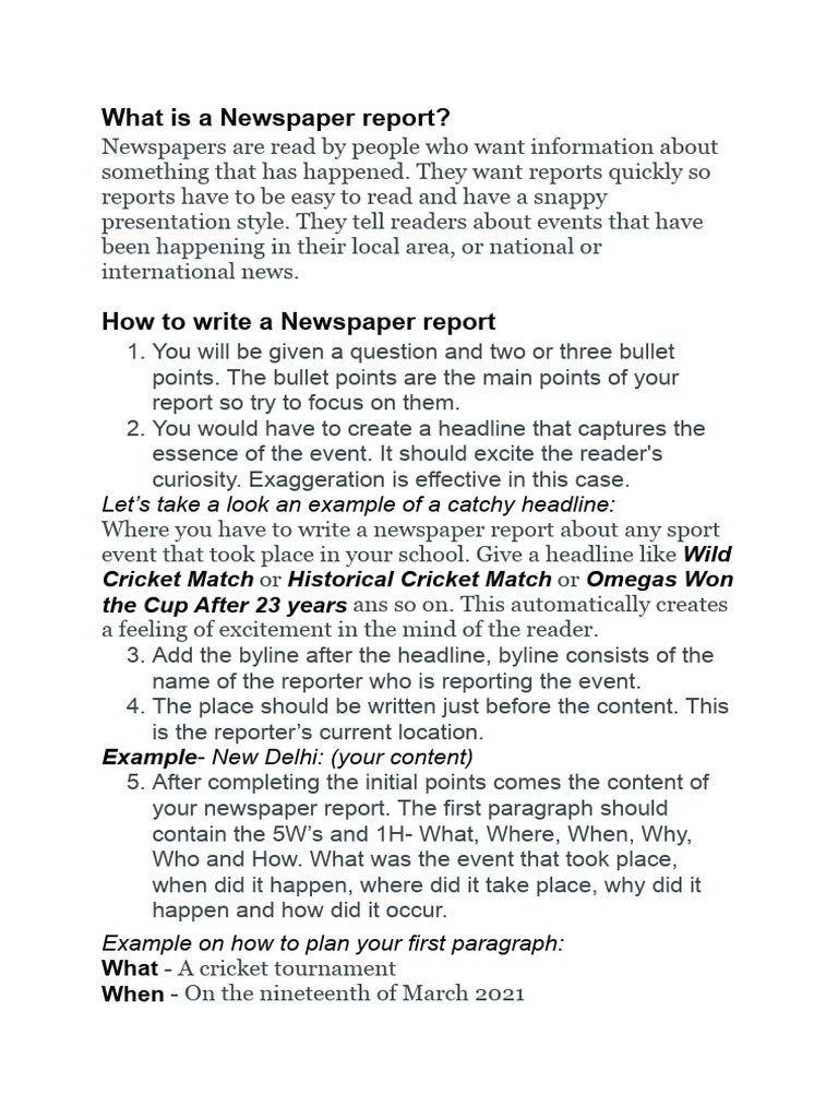 What Is A Newspaper Report?: Let's Take A Look An Example of A Catchy ...