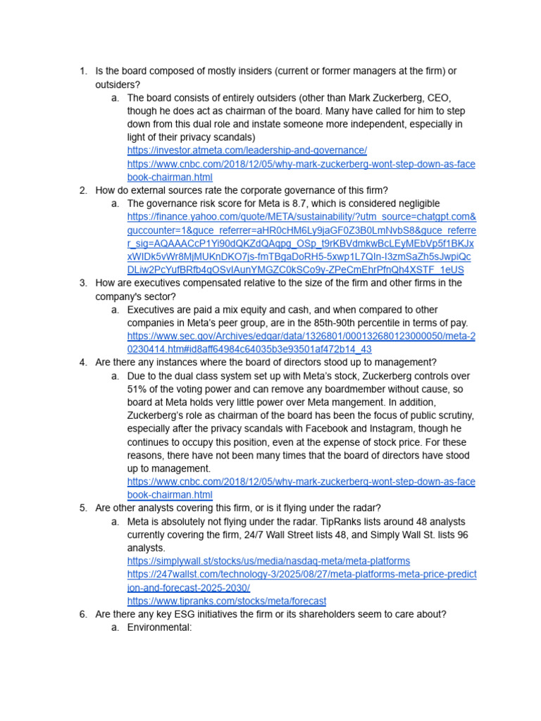 Meta Board Governance Insights 2024 | PDF | Board Of Directors ...