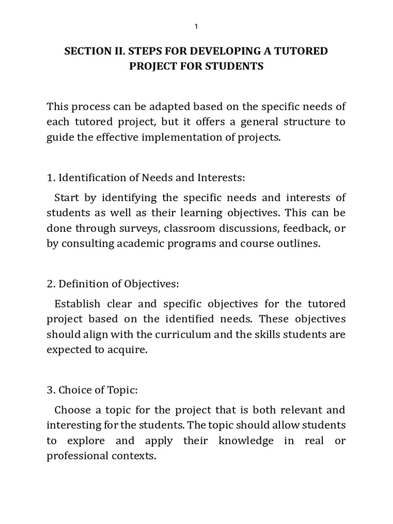Steps for Developing Tutored Projects | PDF | Learning | Evaluation