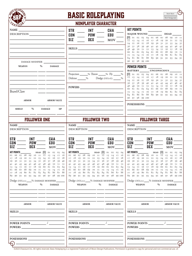 Basic Roleplaying Character Sheet | PDF | Role Playing | Entertainment