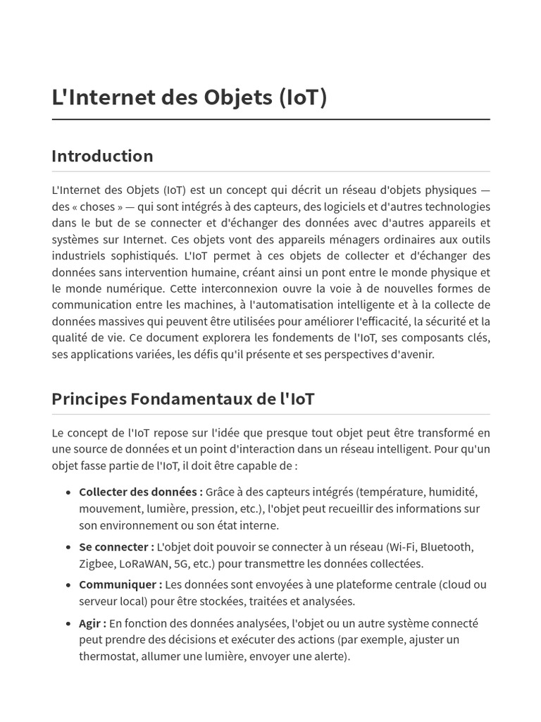 Comprendre l'Internet des Objets (IoT) | PDF | Internet des objets ...