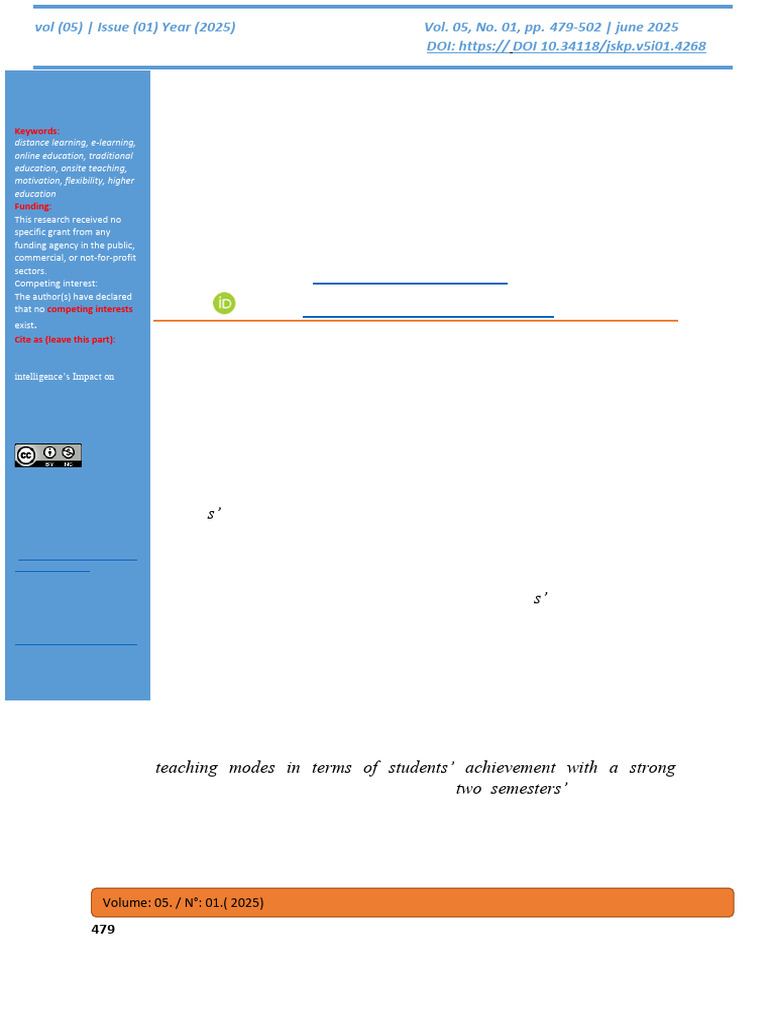 Distance Teaching in Higher Education The Impact o | PDF | Educational ...
