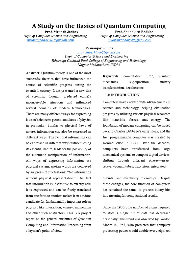 Basics of Quantum Computing Explained | PDF | Quantum Computing | Physics