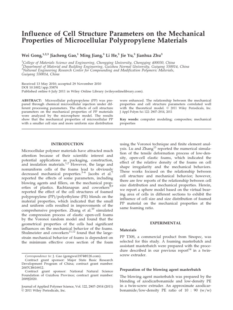 Influence of Cell Structure Parameters On The Mechanical Properties of ...