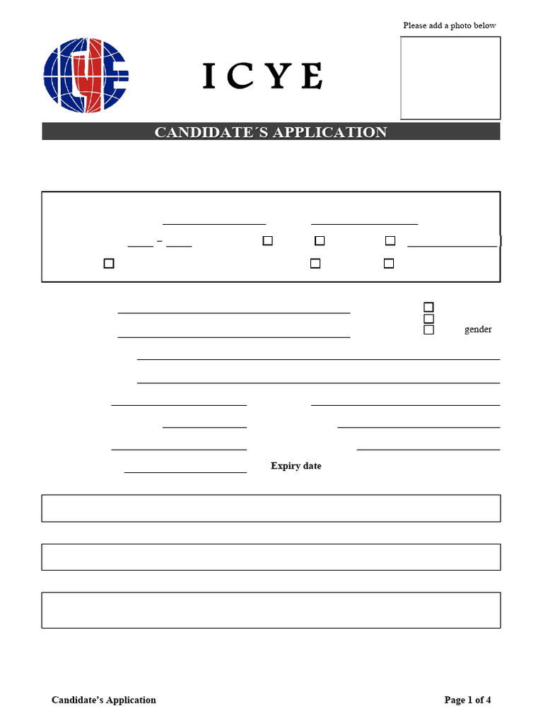 ICYE Candidate Application Form | PDF | Volunteering