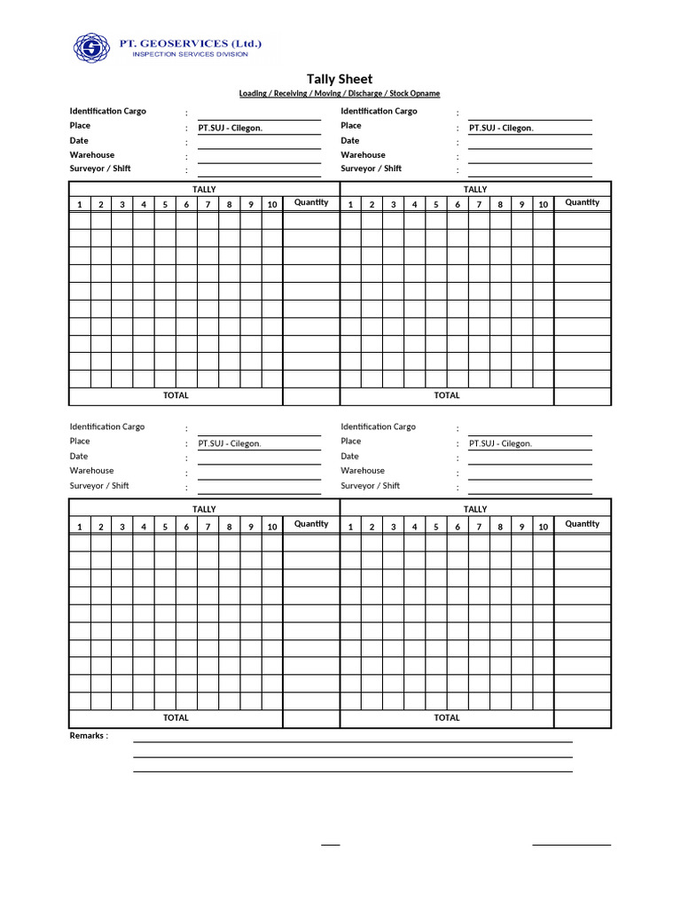 Receiving Tally Report for PT.SUJ | PDF