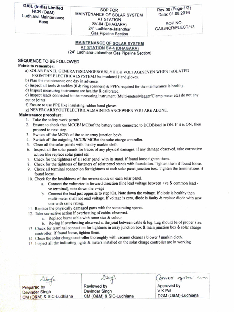 Solar Power Plant Maintenance Report | PDF | Solar Panel | Diode