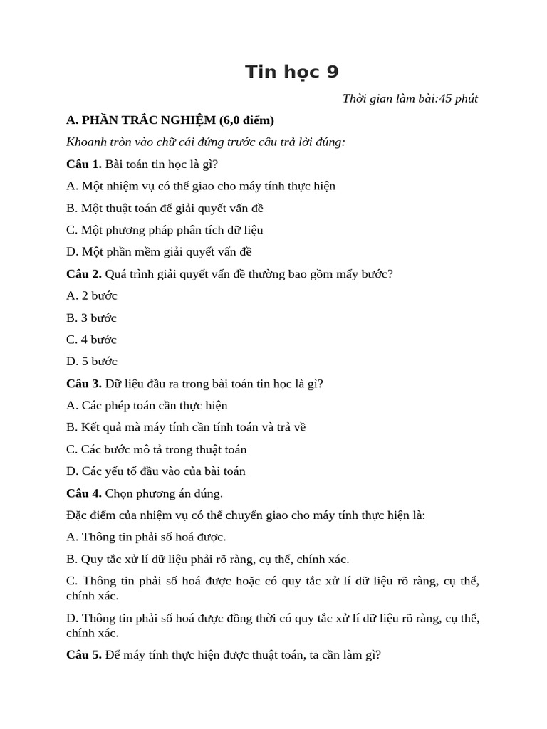 Tin học 1 | PDF