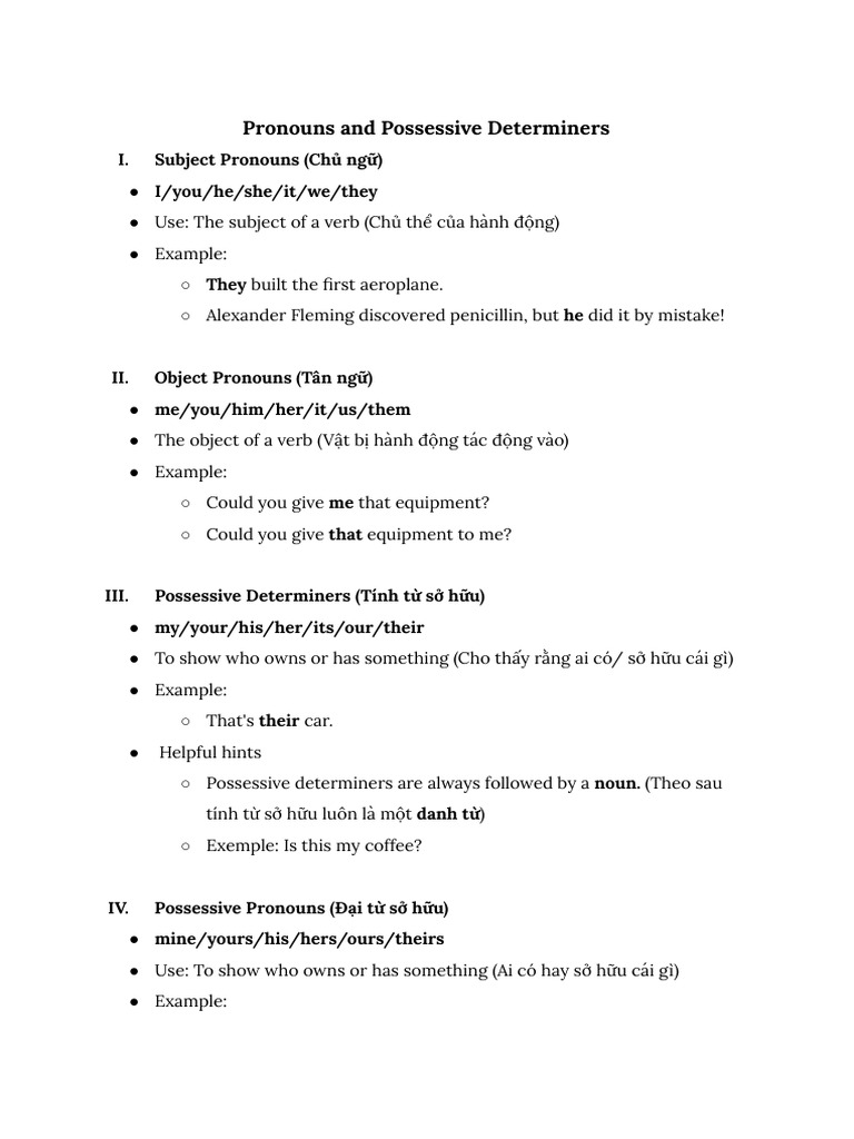 Understanding English Pronouns and Determiners | PDF | Pronoun ...
