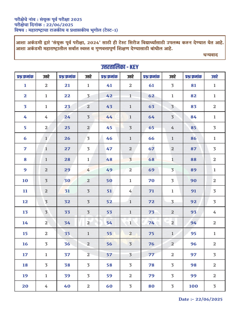 Practice Test 1 Answer Key | PDF