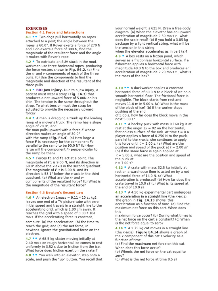 Forces and Motion Exercises | PDF | Force | Friction