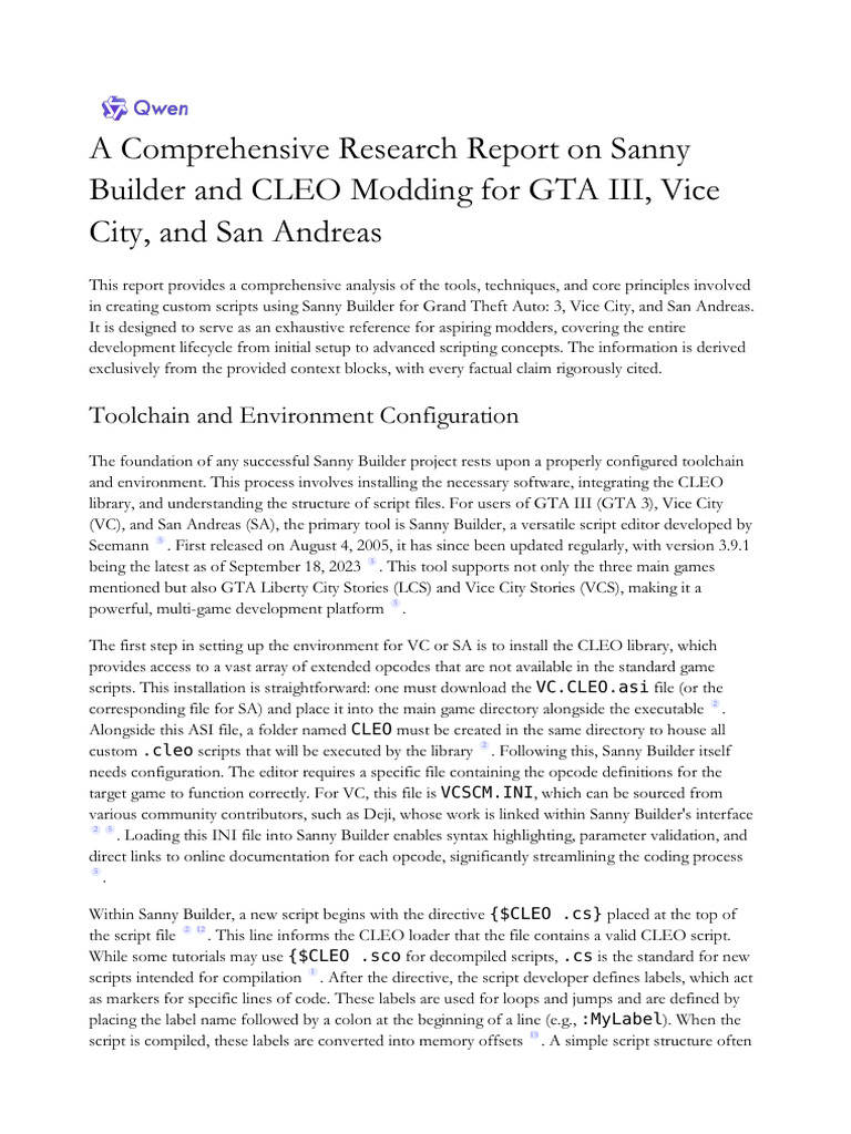 Sanny Builder & CLEO Modding Guide | PDF | Control Flow | Pointer ...