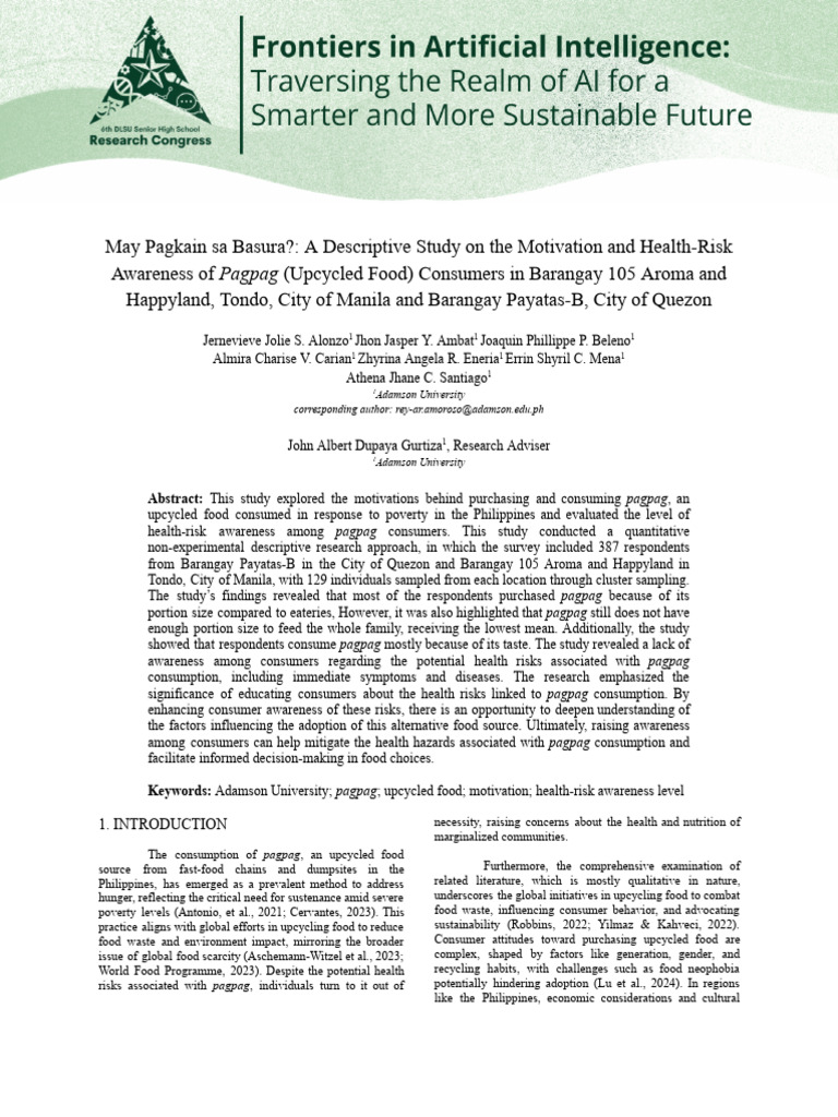 Health Risks of Pagpag Consumption | PDF | Behavior | Motivation