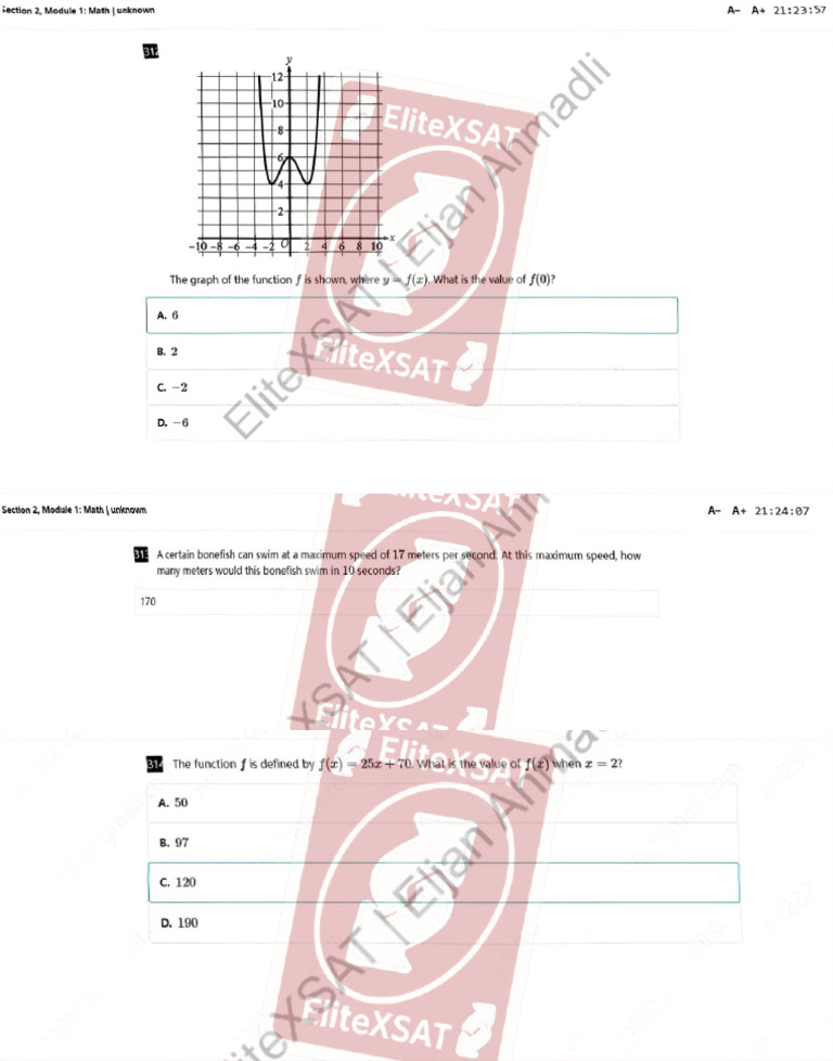 August 2025 SAT Math Module Overview | PDF | Margin Of Error | Area