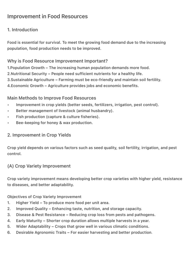 Enhancing Food Resources for Sustainability | PDF | Agriculture | Plant ...