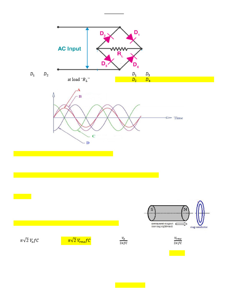 Bridge Circuit and AC Signal Analysis | PDF | Inductor | Rectifier