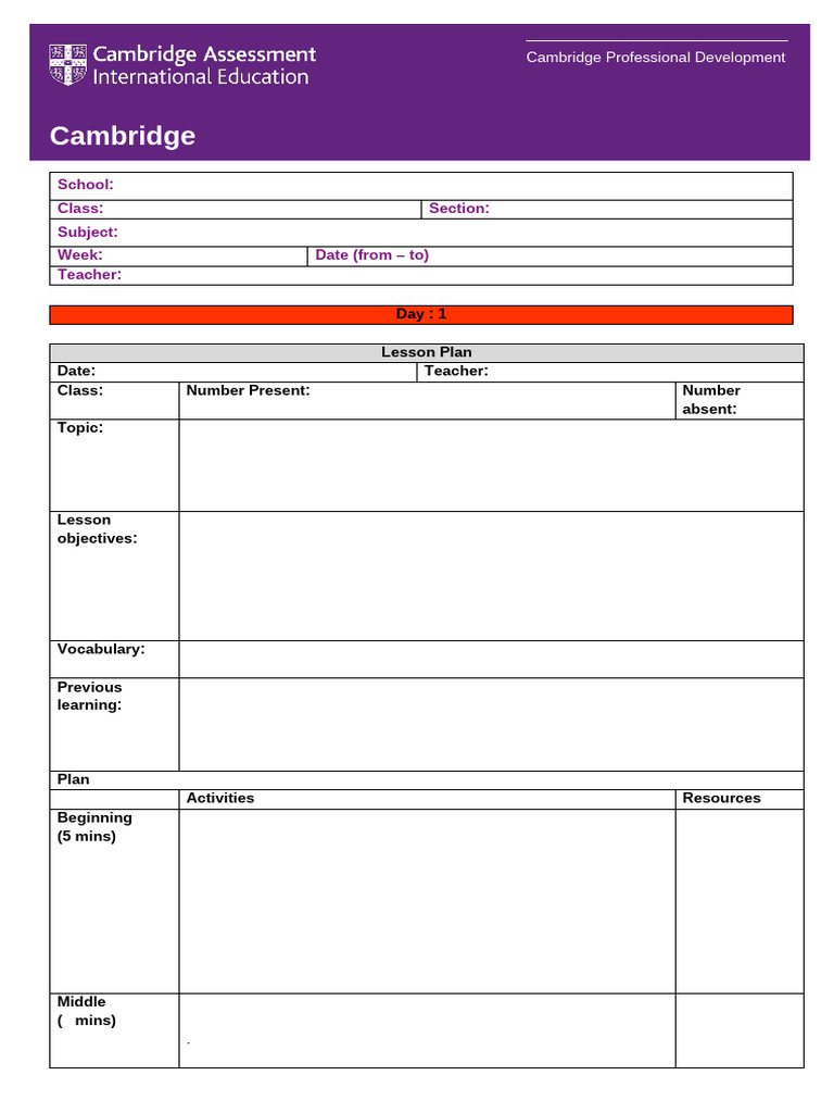 Weekly Lesson Plan Template | PDF | Differentiated Instruction | Lesson ...