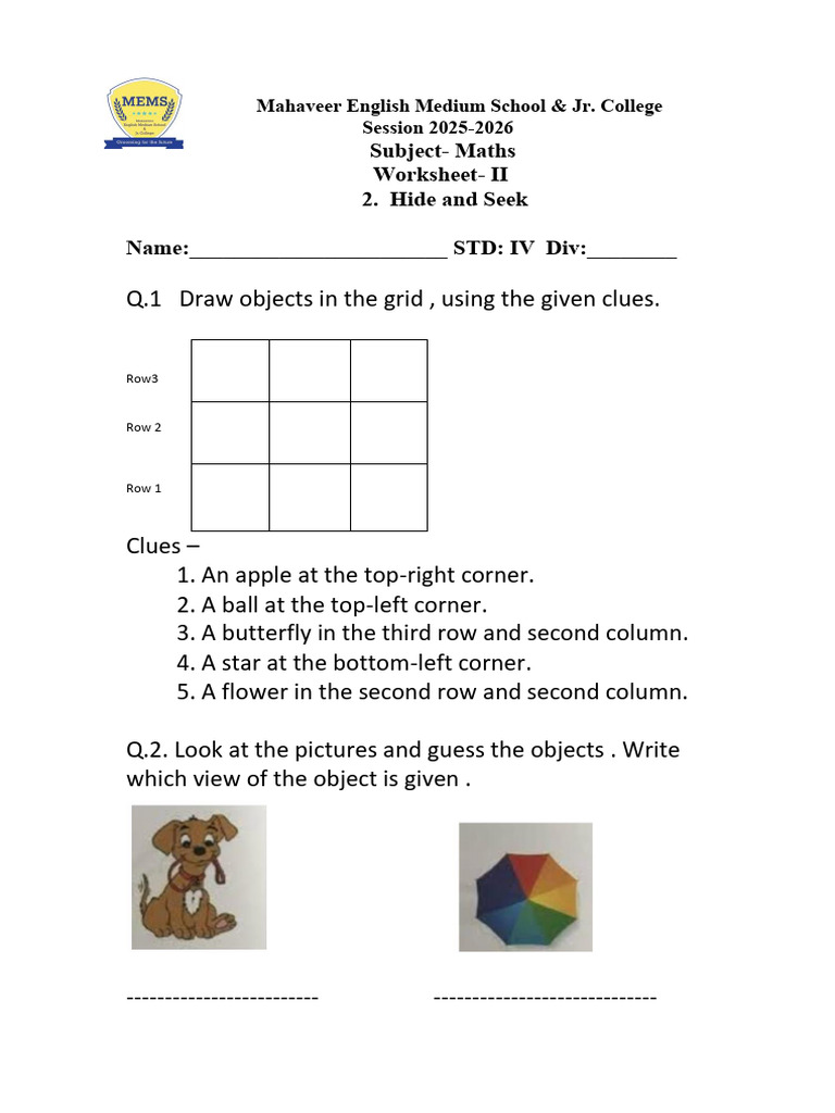 Maths Worksheet for Grade IV Students | PDF
