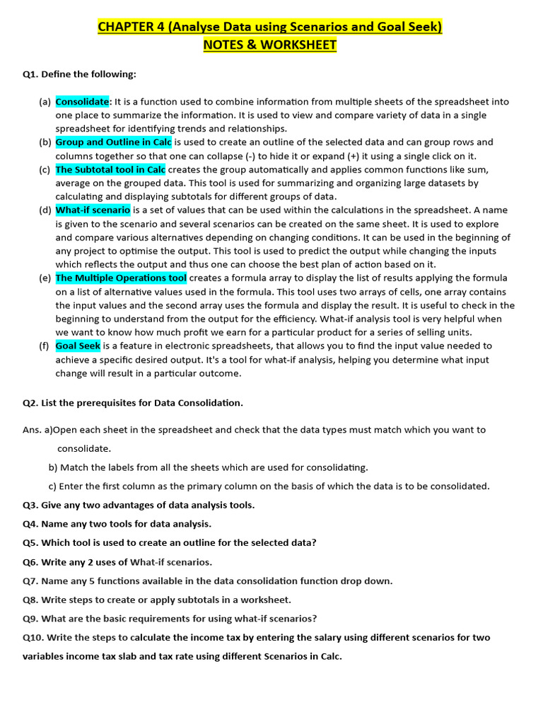 Analyzing Data with Scenarios and Goal Seek | PDF | Spreadsheet ...