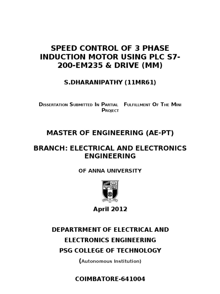 PLC-Based Speed Control of Induction Motor | PDF | Programmable Logic ...