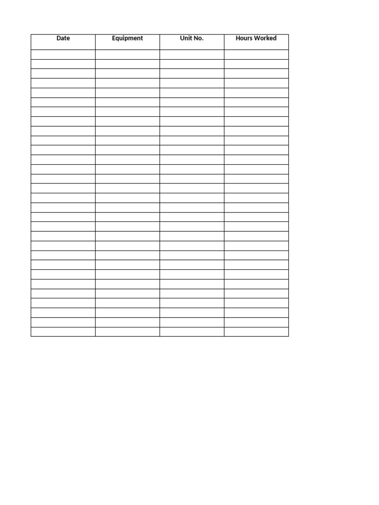 Equipment Utilization Log Template | PDF