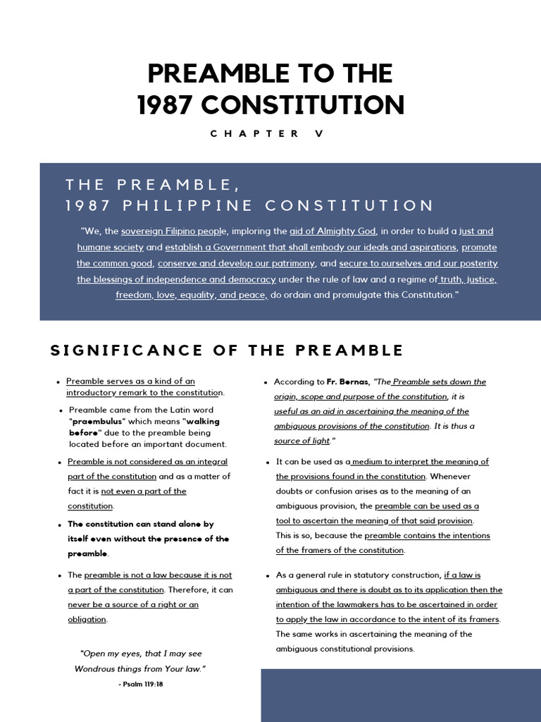 Significance of the 1987 Constitution Preamble | PDF | Constitution ...