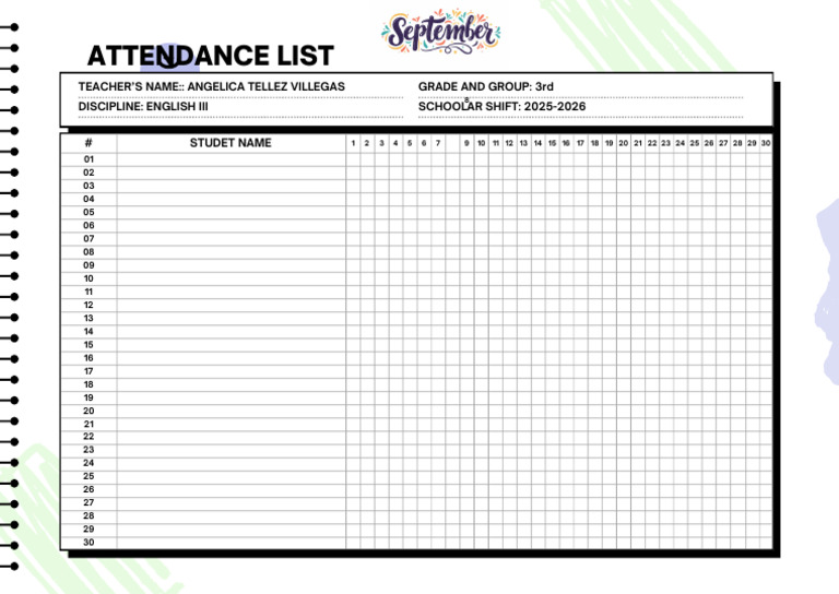 Attendance List Sep | PDF