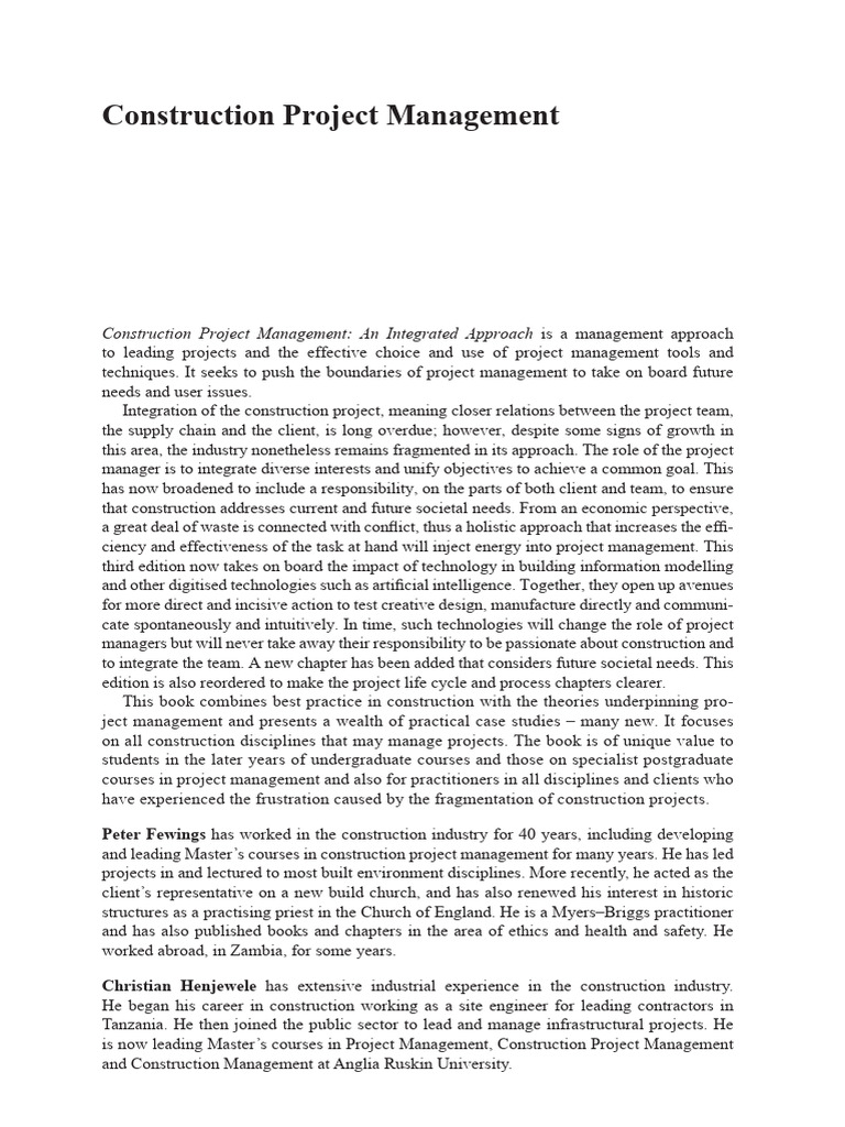 Integrated Construction Project Management | PDF | Project Management ...