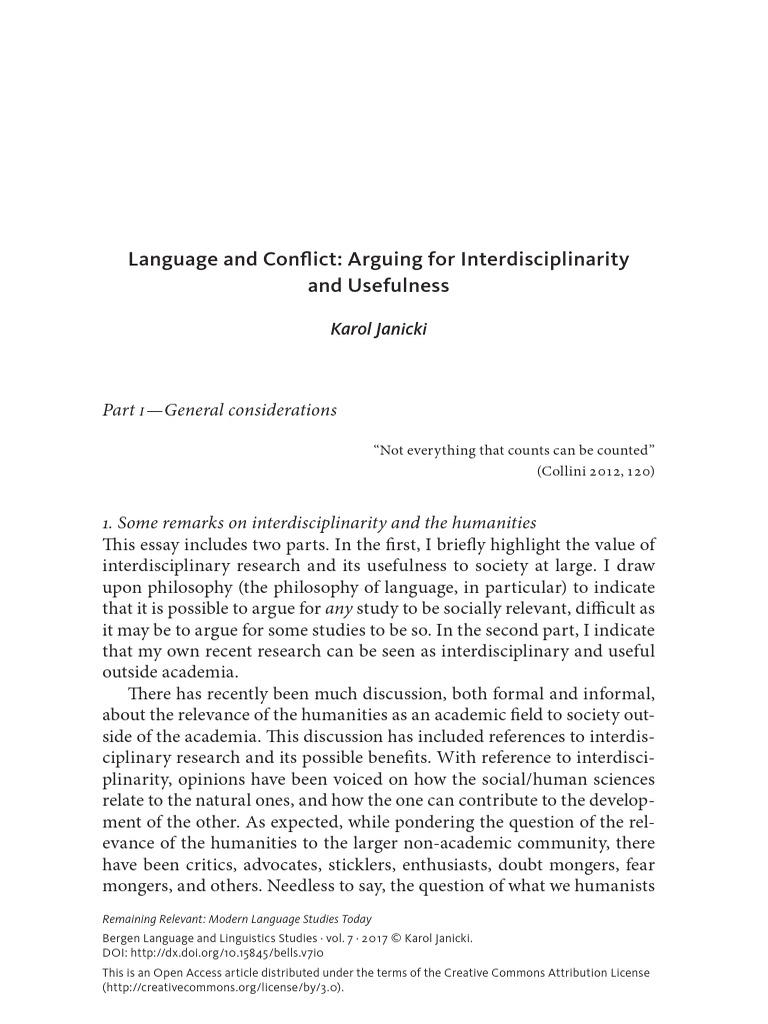 Interdisciplinary Value in Humanities | PDF | Interdisciplinarity ...