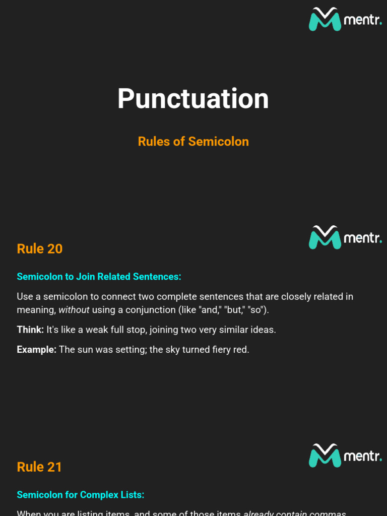 Rules of Semicolon | PDF