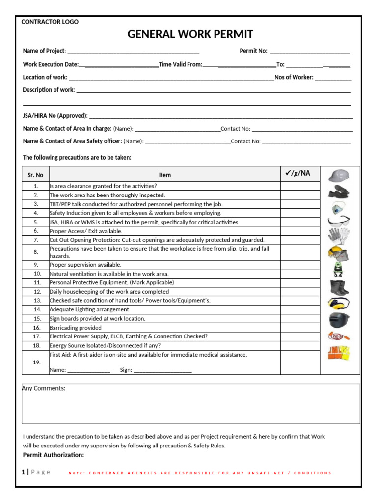 General Work Permit Safety Guidelines | PDF | Occupational Safety And ...