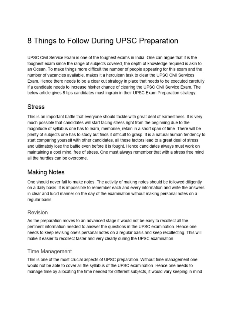 8 Essential Tips for UPSC Success | PDF | Cognition