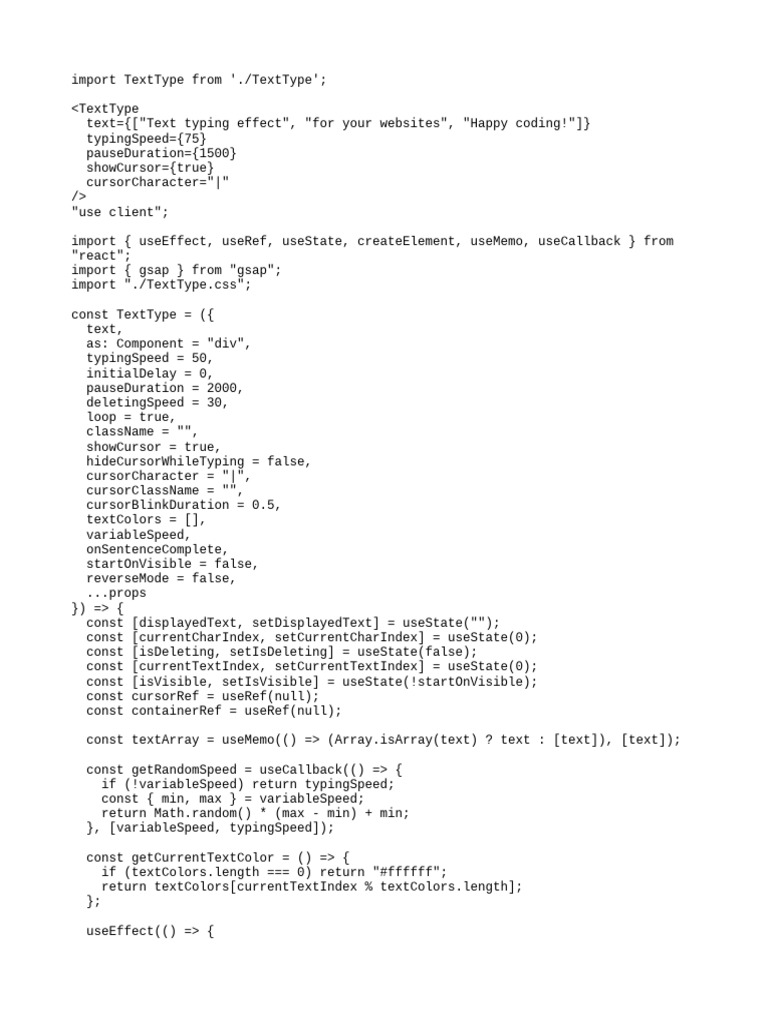 Text Typing Effect Component | PDF | Computer Programming