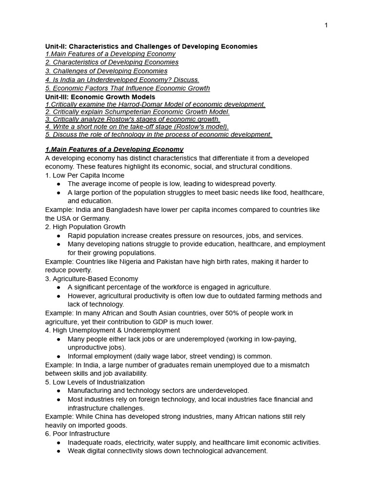 Characteristics of Developing Economies | PDF | Economic Growth | Poverty